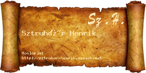 Sztruhár Henrik névjegykártya